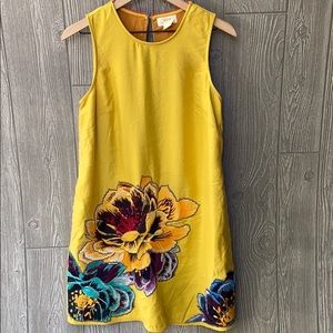 Maeve for Anthropologie Golden Floral Dress